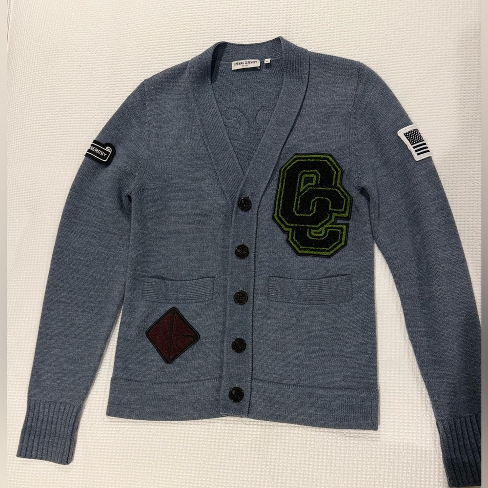 Opening Ceremony Charcoal Grey Varsity Cardigan